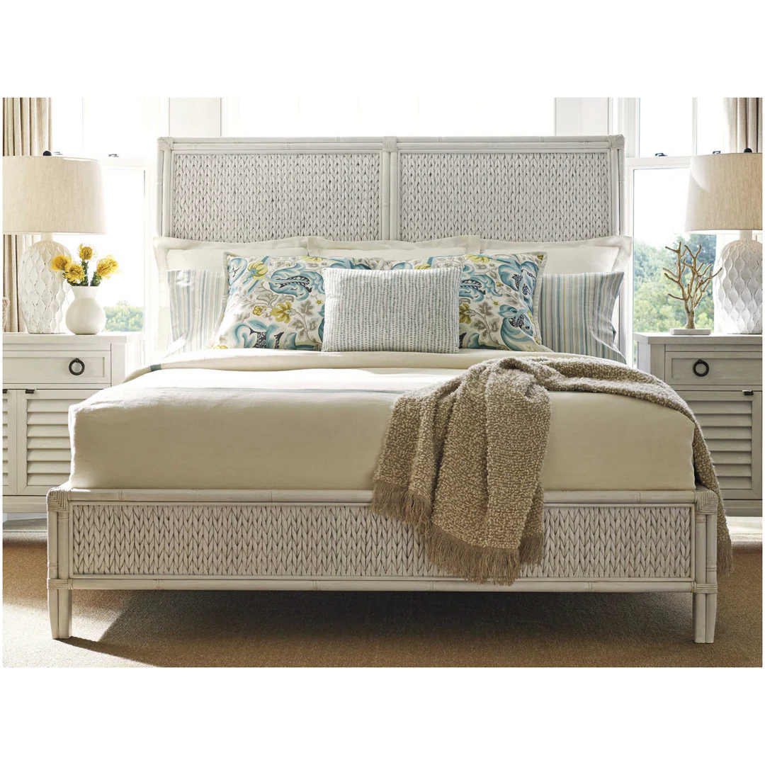 Coastal White Rattan Queen Bed