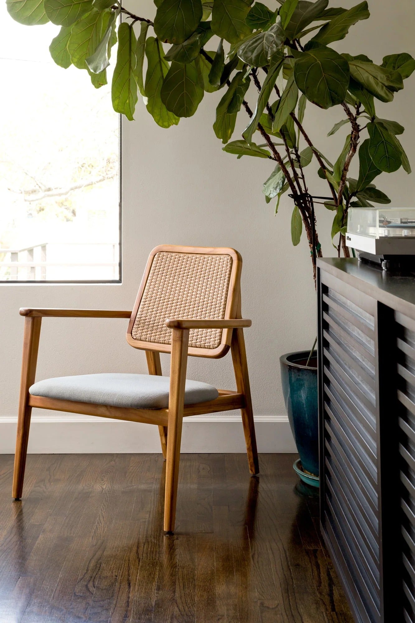 Mid-Century Rattan Accent Chair