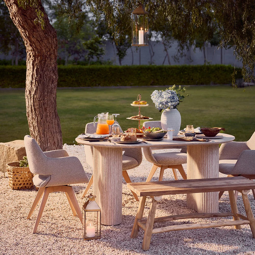Travertine Glow Dining Table