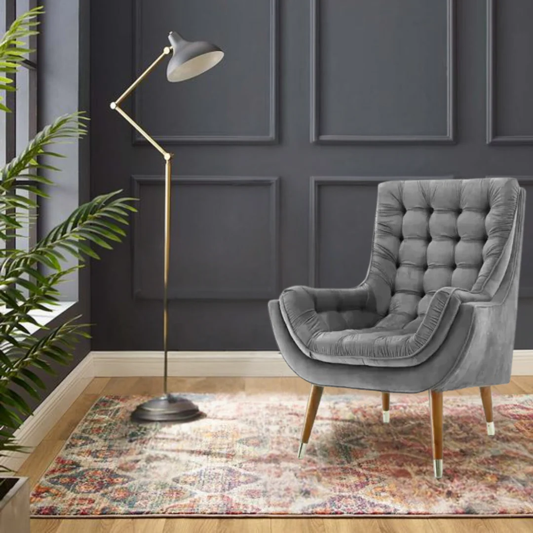 Grey Monarch Wing Chair