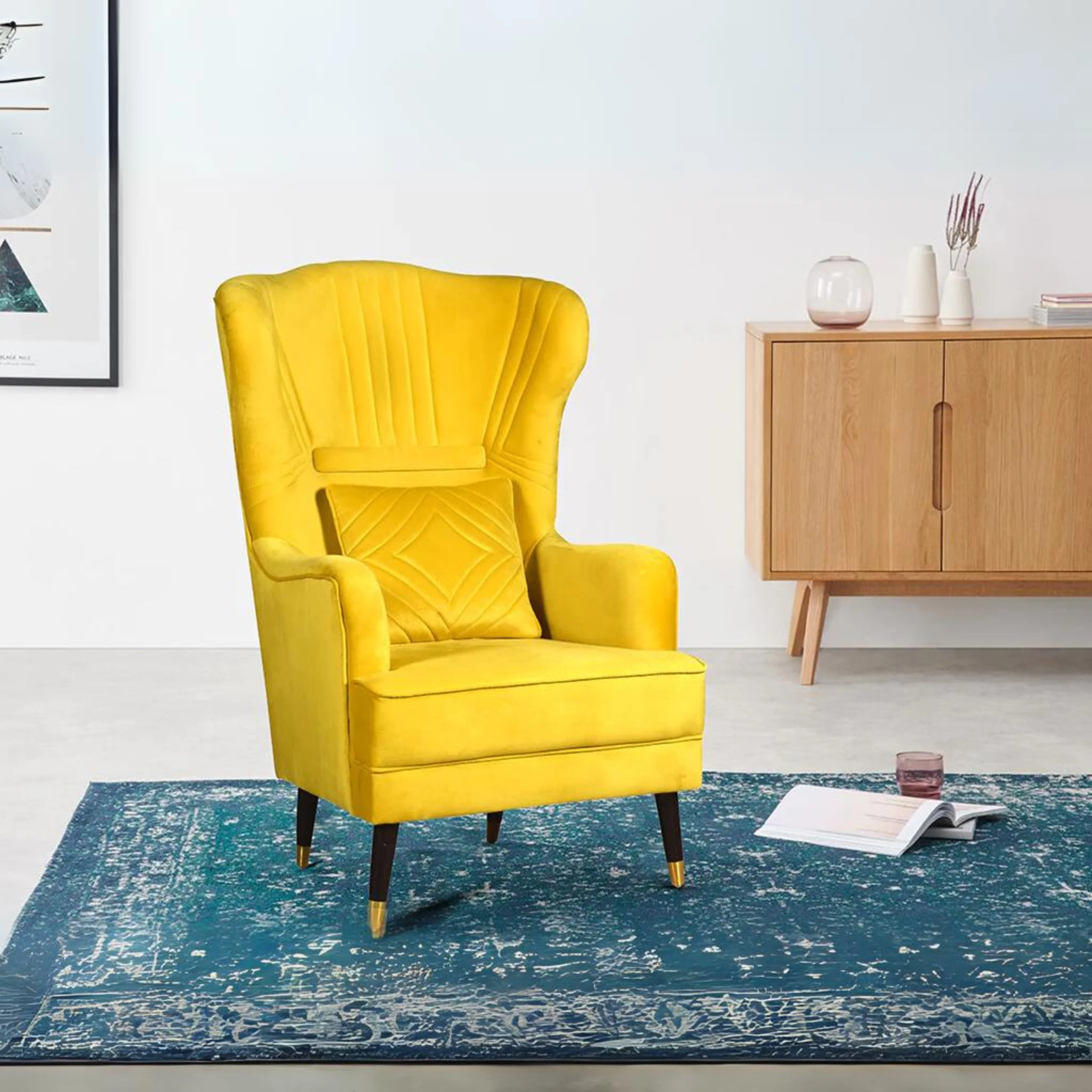 Sunflare Velvet Wing Chair