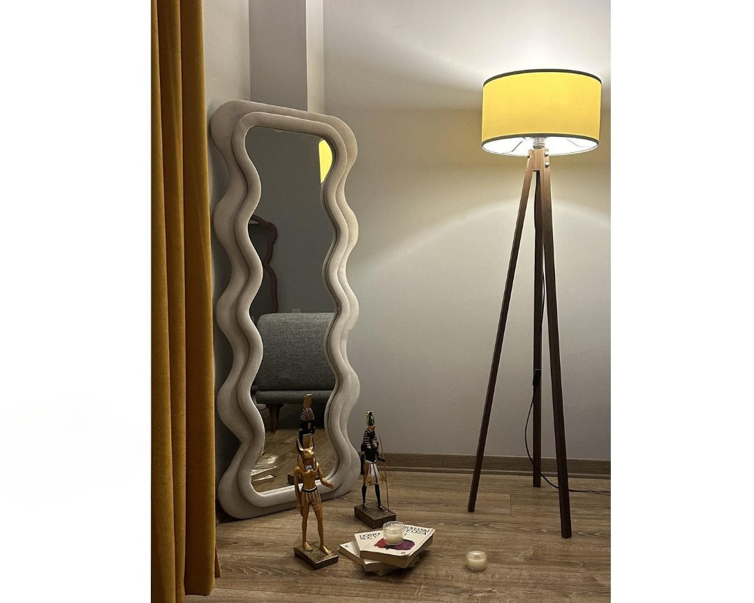 Wavy Contour Standing Mirror in Grey