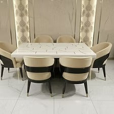 Modern 6-Seater Marble-Top Dining Set
