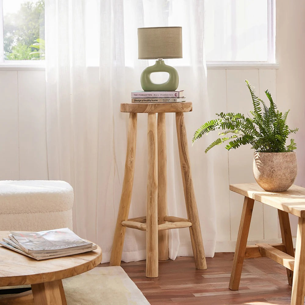 Rustic Solid Wood Log Bar Stool