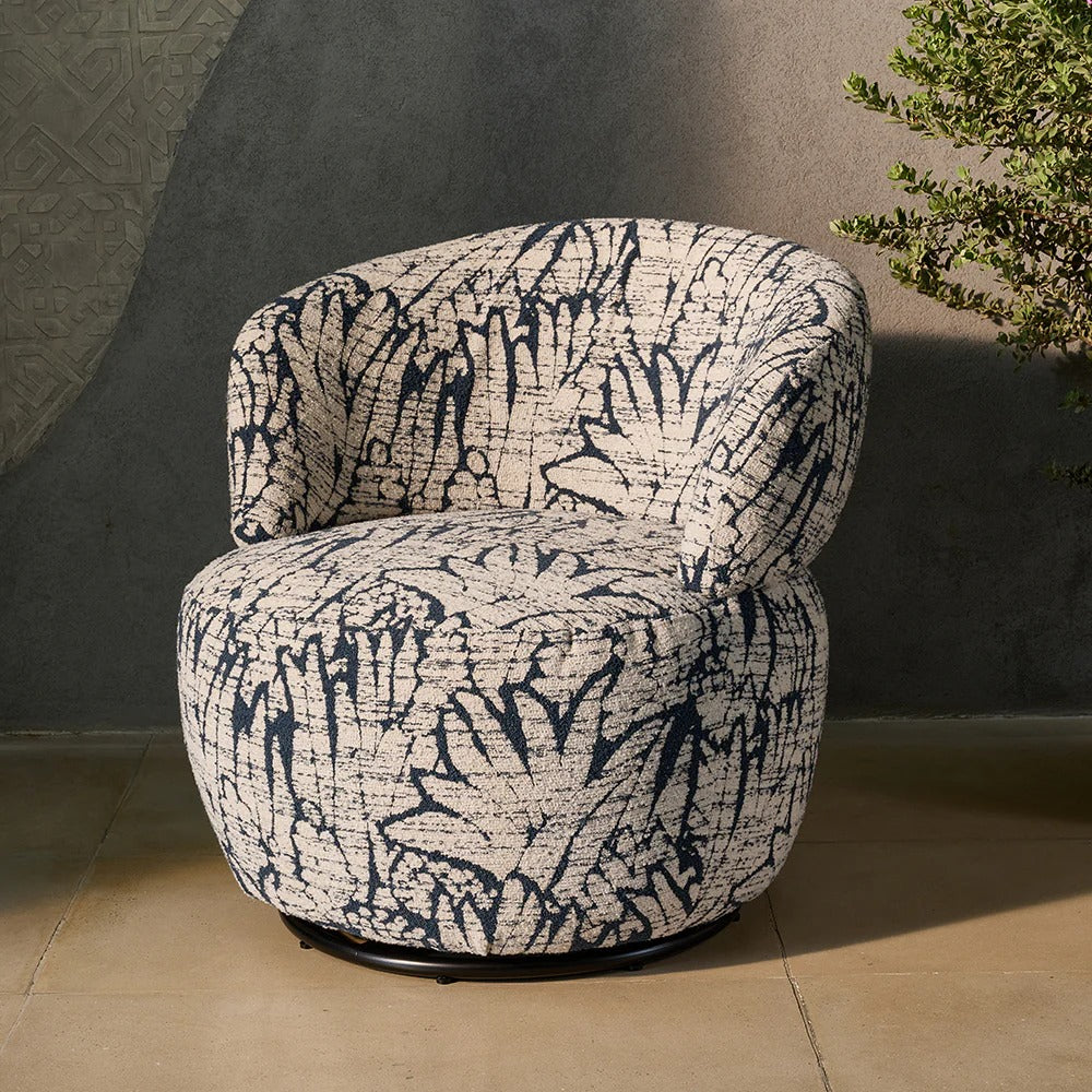 Azure Bloom Swivel Lounge Chair