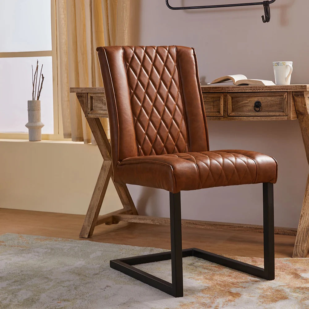 Diamond-Stitch PU Leather Backrest Close-Up