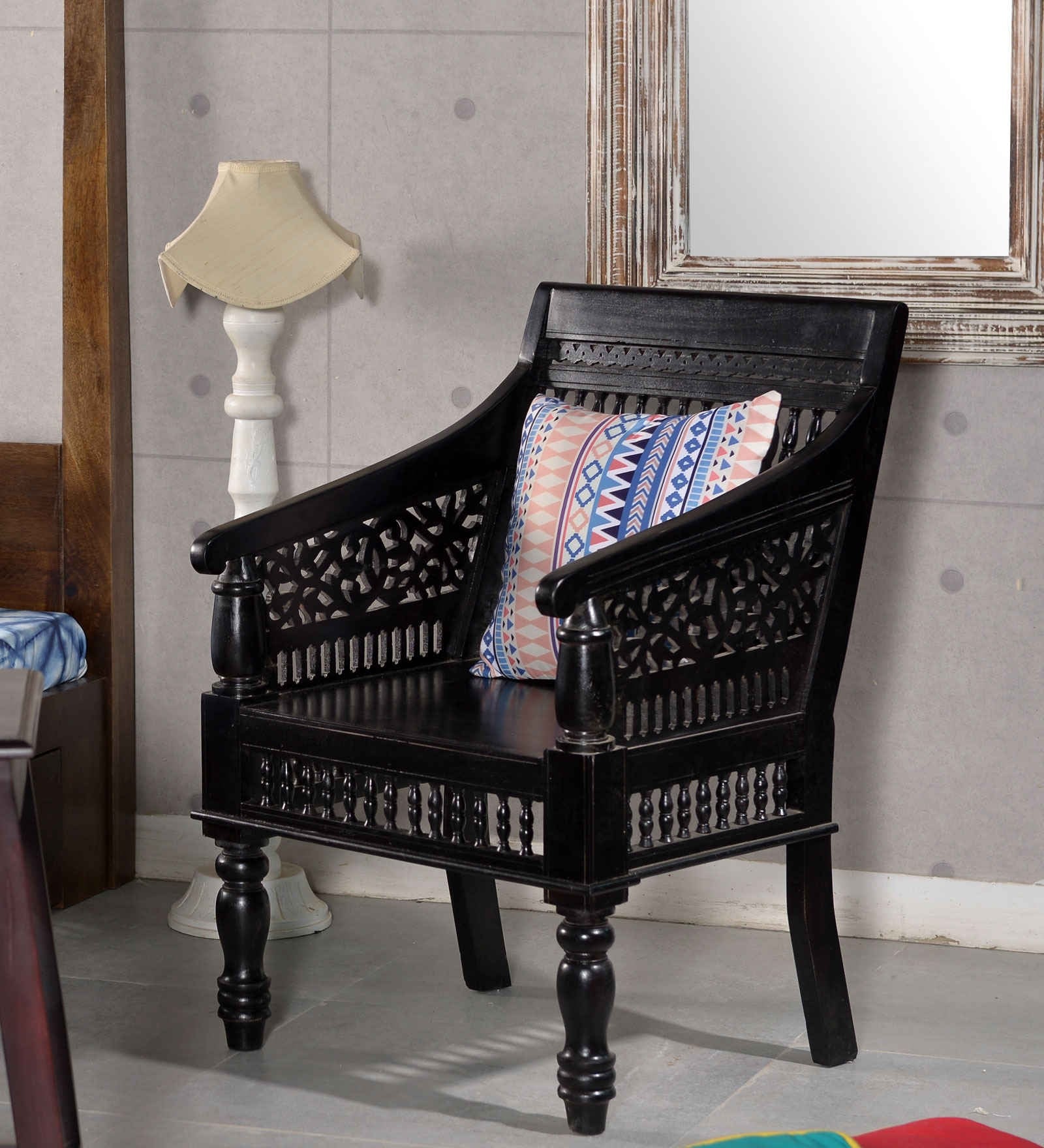 Ebony Heritage Carved Armchair