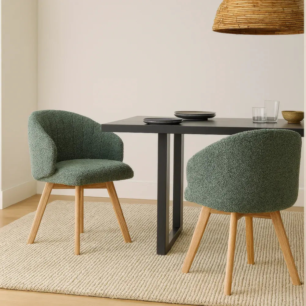 Tezzo Green Bouclé Dining Chair