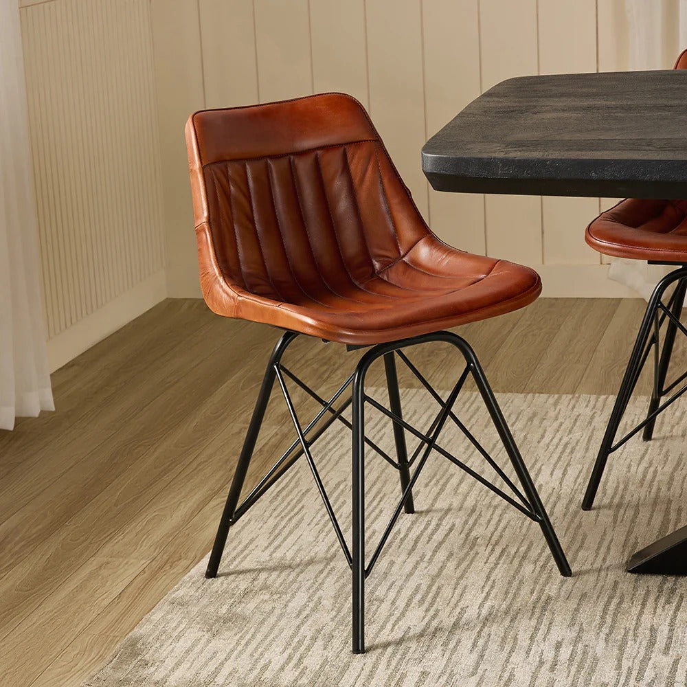 Brown Leatherette Dining Chair