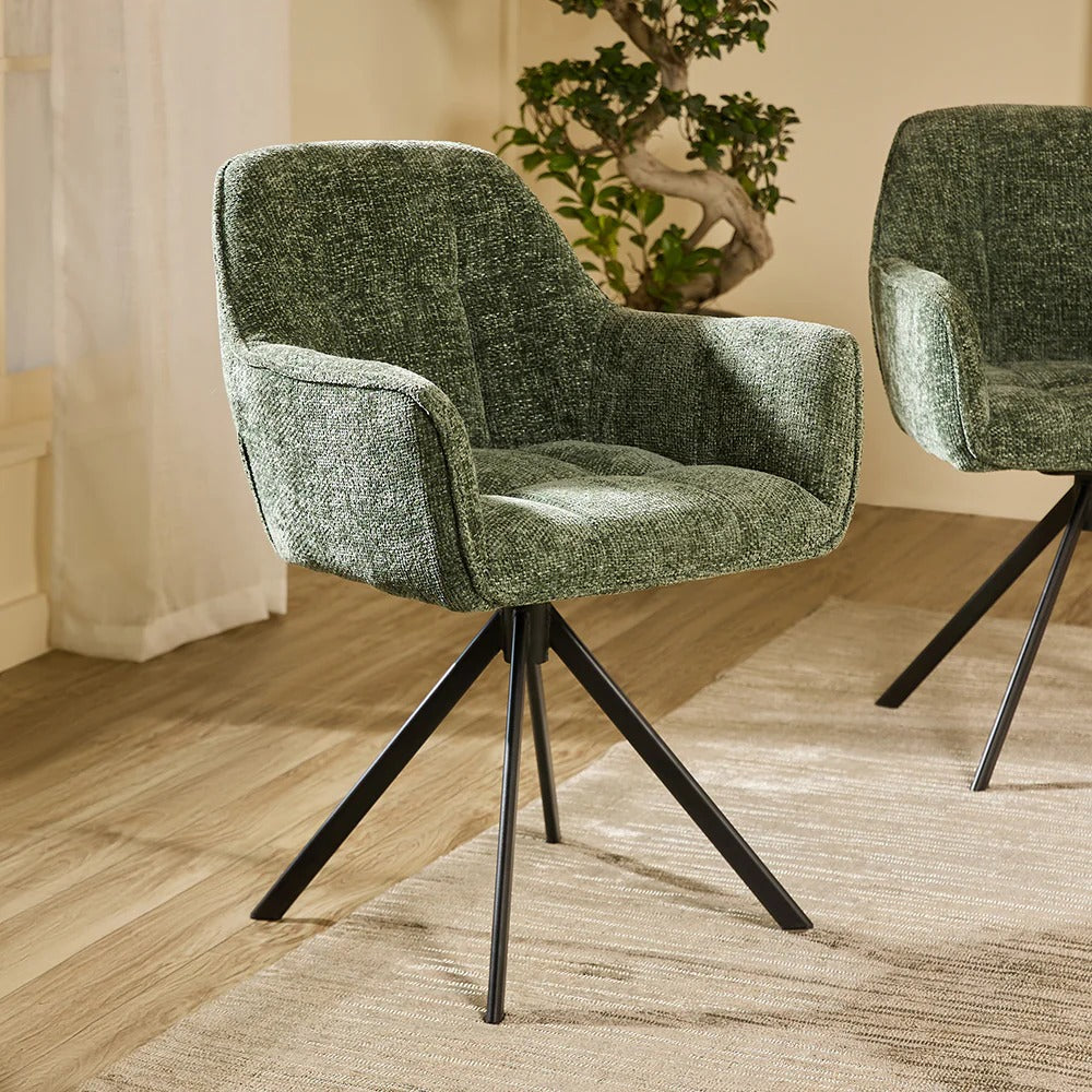 Green Upholstered Spider-Base Chair