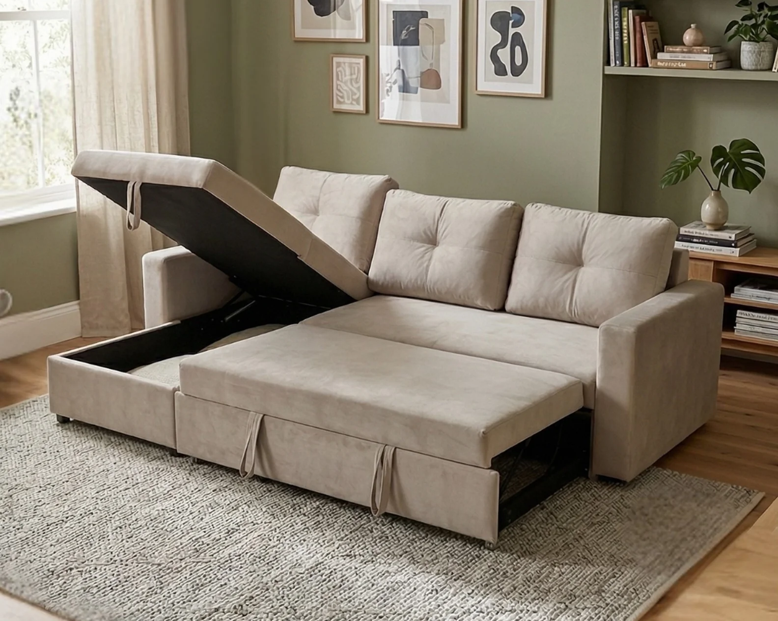 Alessio Fabric Sectional Sofa Cum Bed