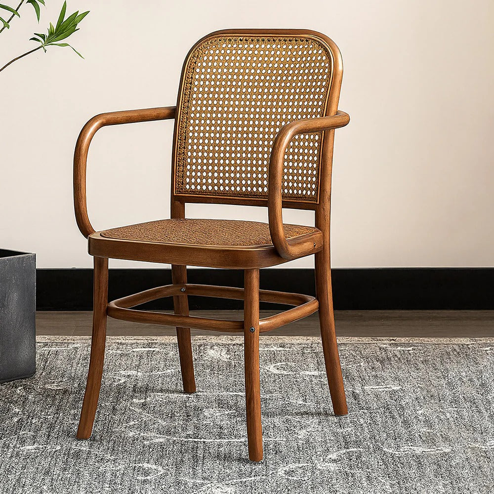 Curved Cane Arm Chair