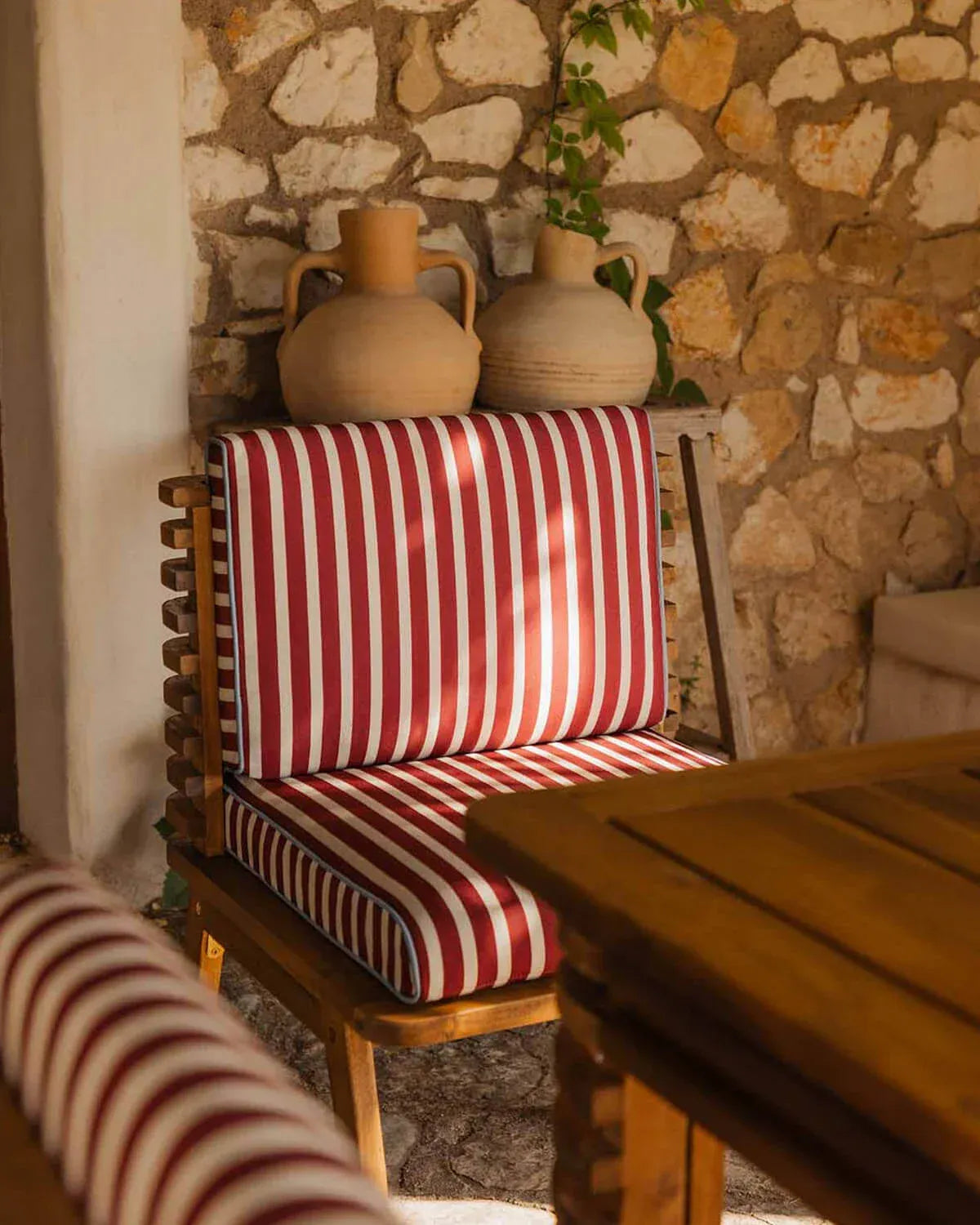 RetroStripe Wooden Lounge Chair