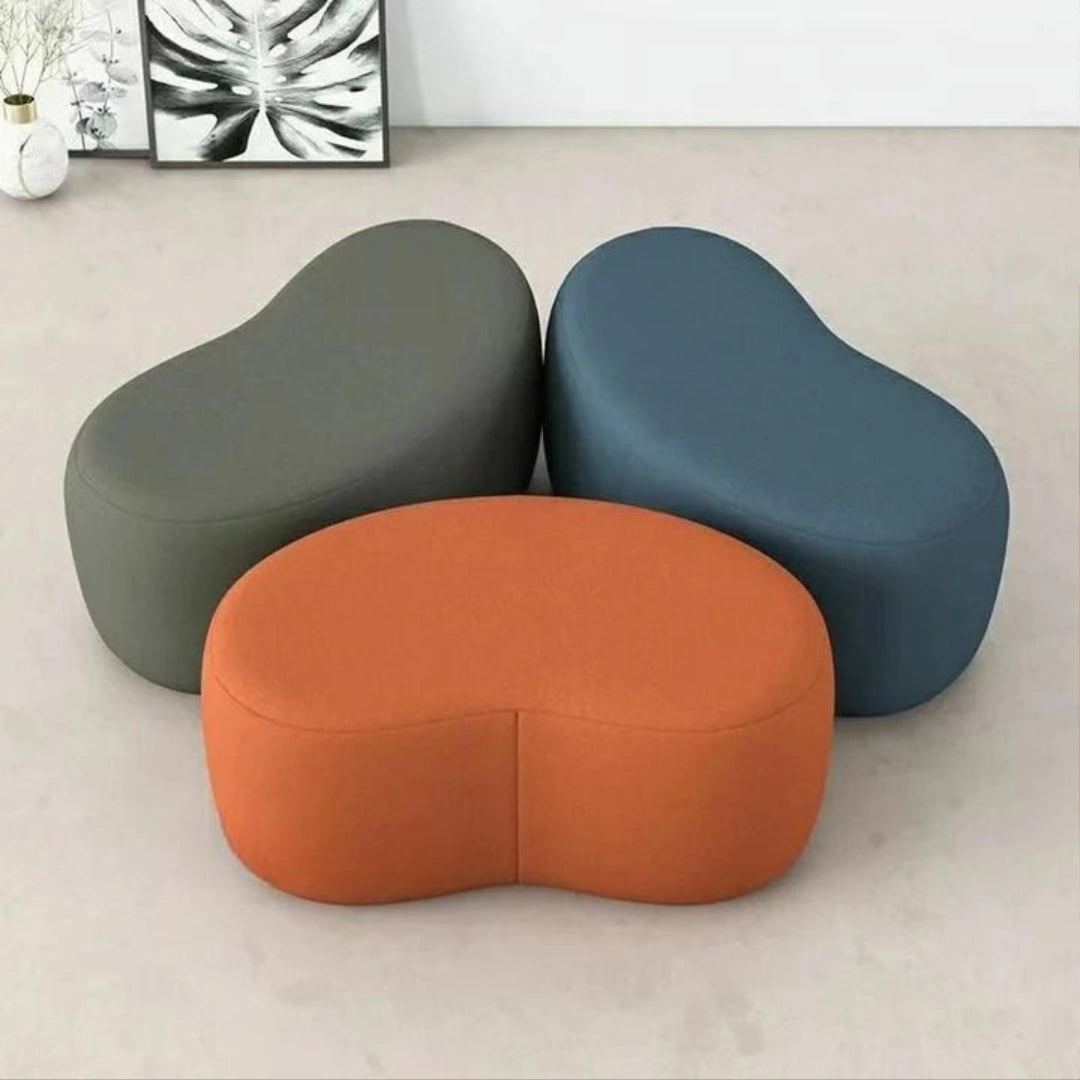 Modern Sculpted Fabric Ottoman Stool