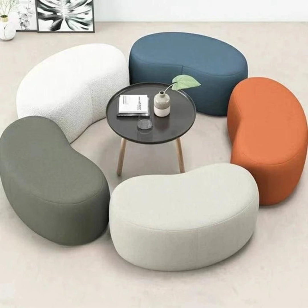 Modern Sculpted Fabric Ottoman Stool