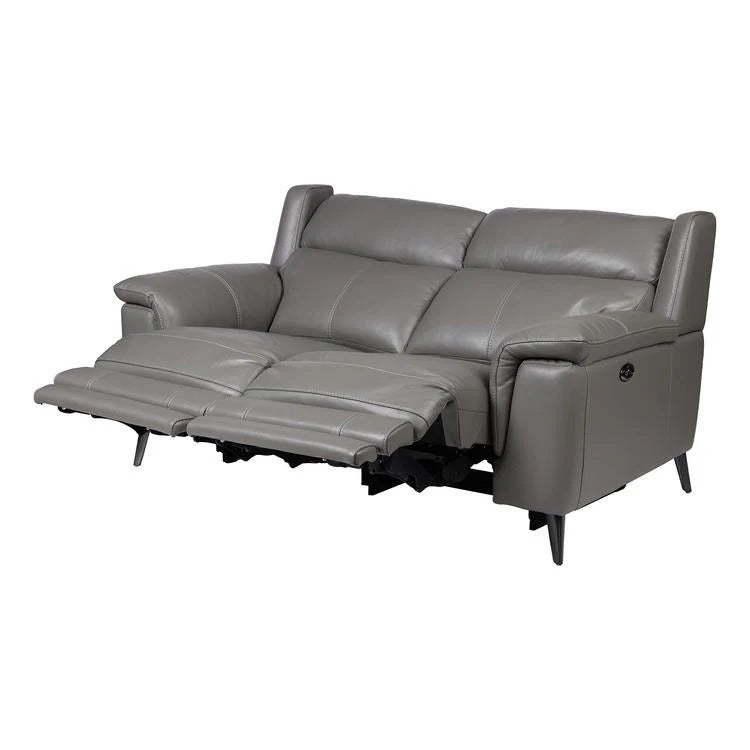 Plush Grey Leather  2 Seater Recliner