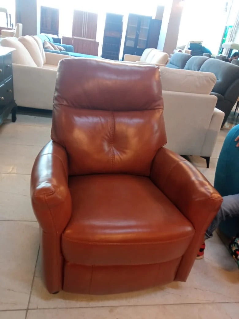 Plush Brown Leather  1 Seater Recliner