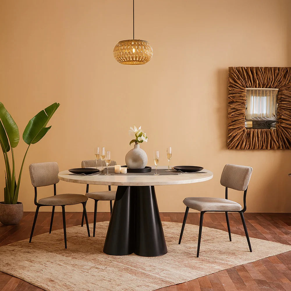Noir Bloom Round Dining Set