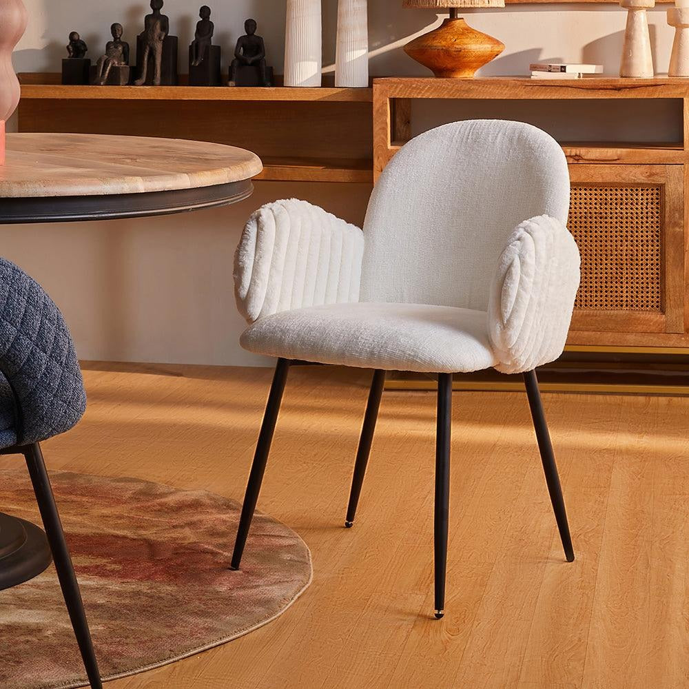 Elysian White Bouclé Dining Set