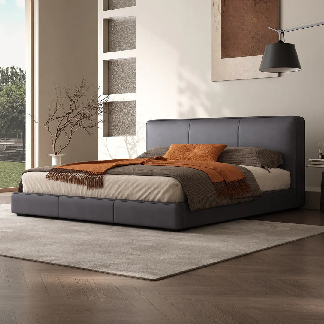 Livorno Minimal Italian Leather Platform Bed
