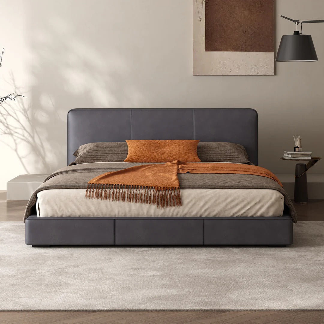 Livorno Minimal Italian Leather Platform Bed