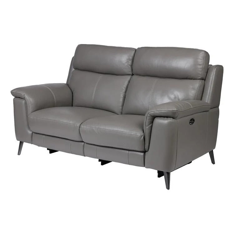 Plush Grey Leather  2 Seater Recliner