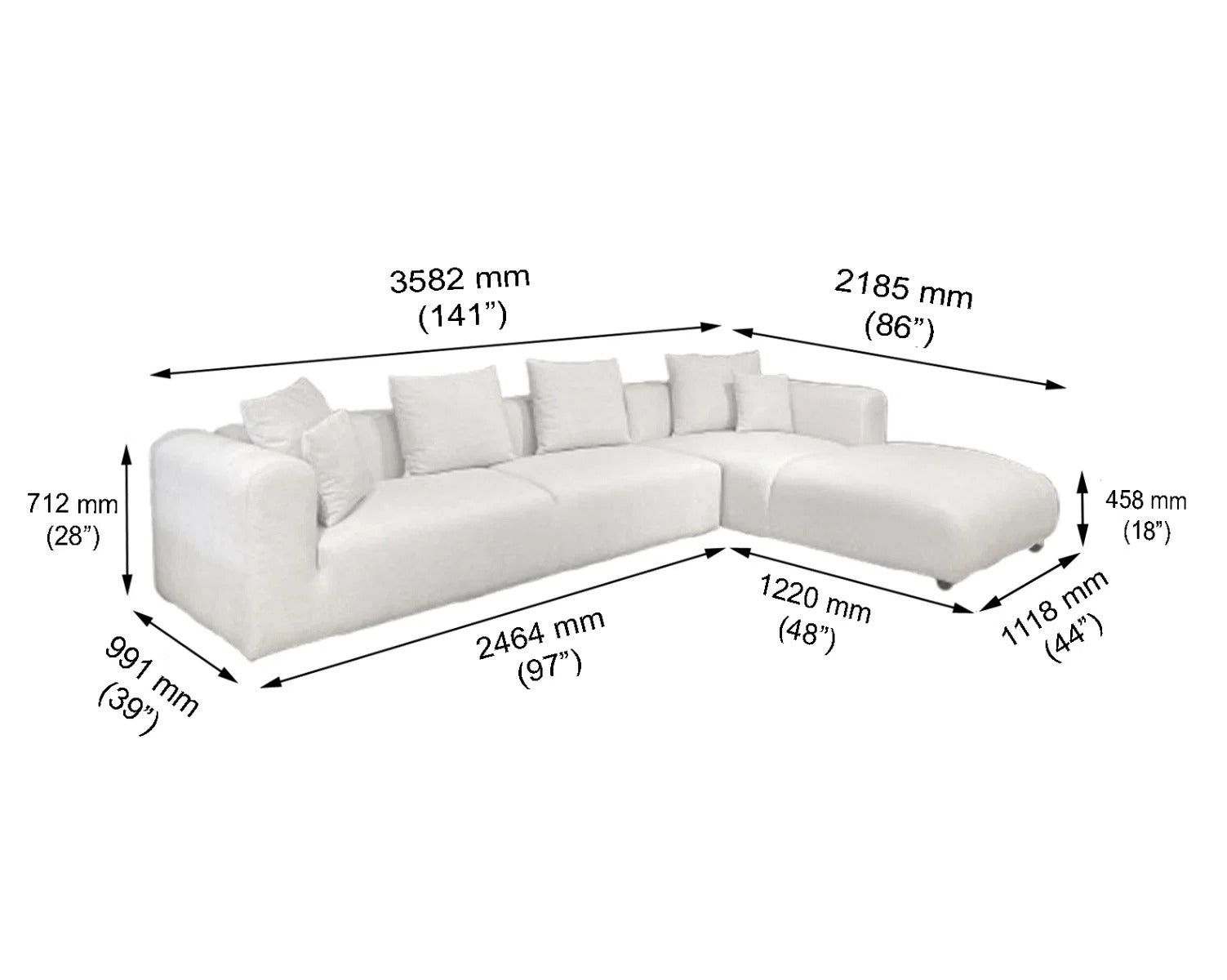 Monaco Fabric Sectional Sofa