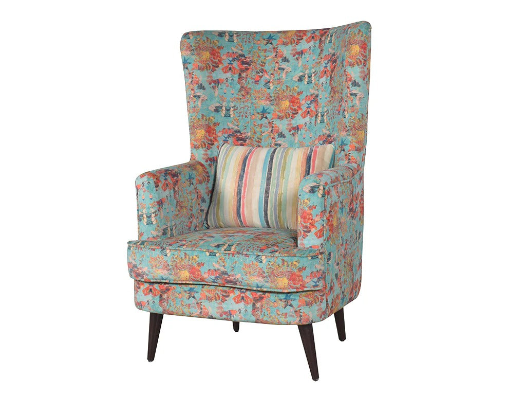Aqua Bloom Wing Chair