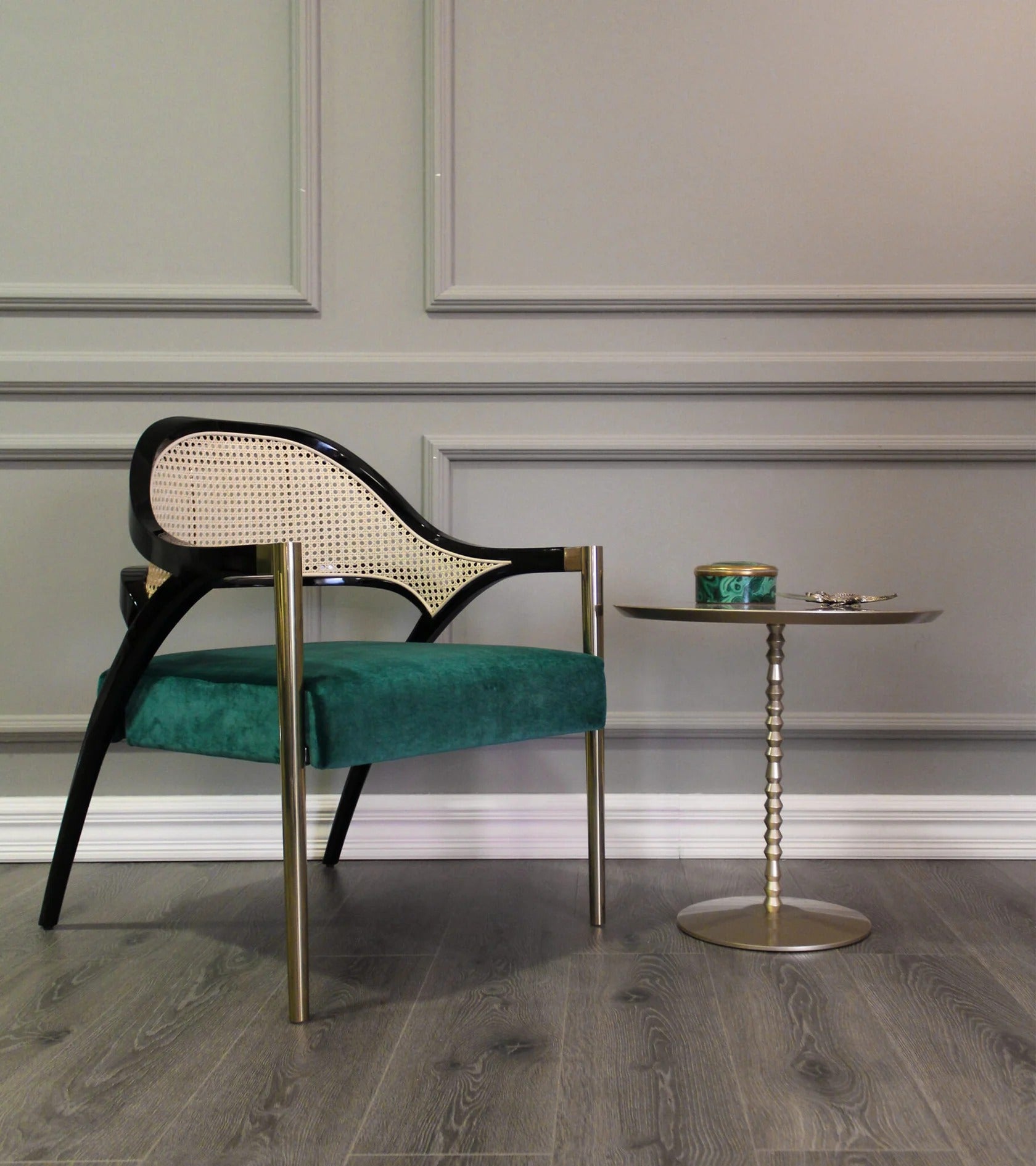 Compass Velvet Cane Armchair