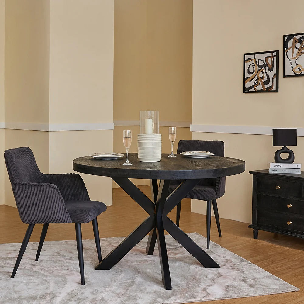 Noir Axis Round Dining Table