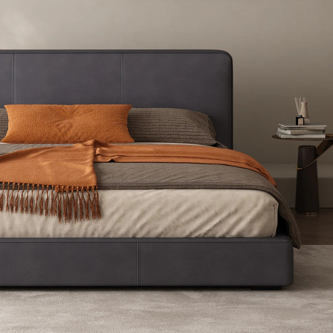 Livorno Minimal Italian Leather Platform Bed