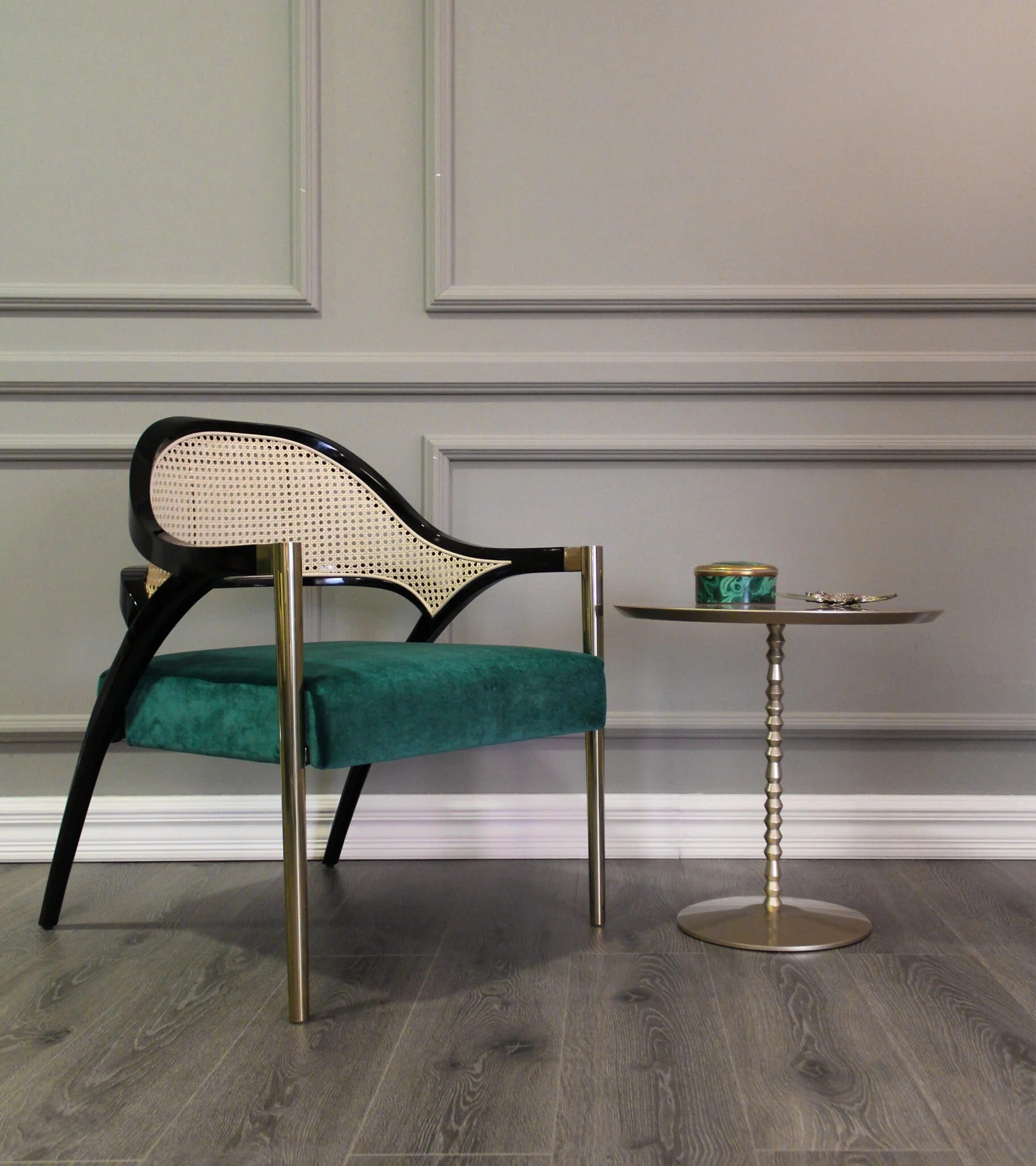 Compass Velvet Cane Armchair