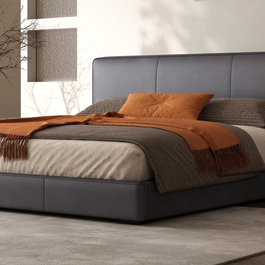 Livorno Minimal Italian Leather Platform Bed