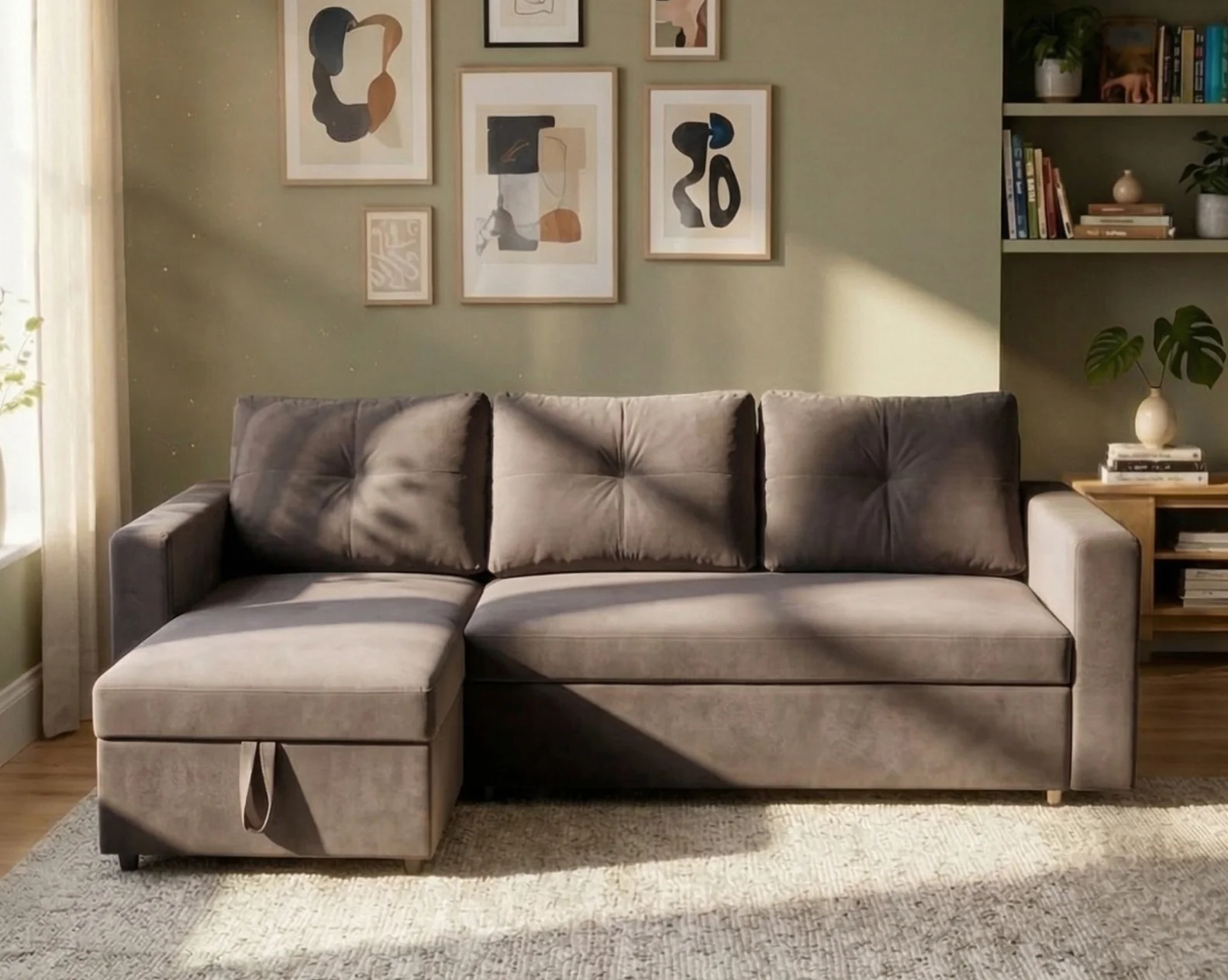 Alessio Fabric Sectional Sofa Cum Bed
