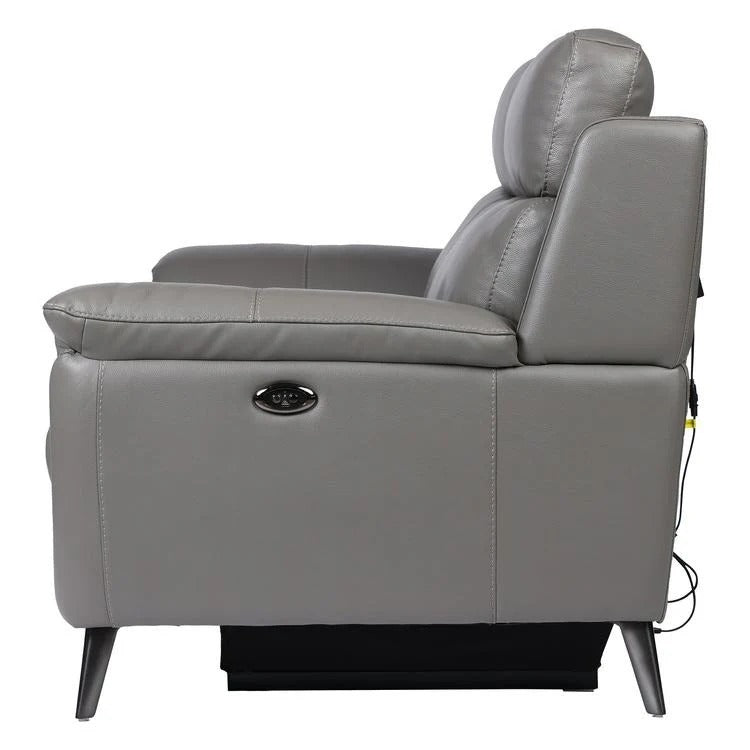Plush Grey Leather  2 Seater Recliner