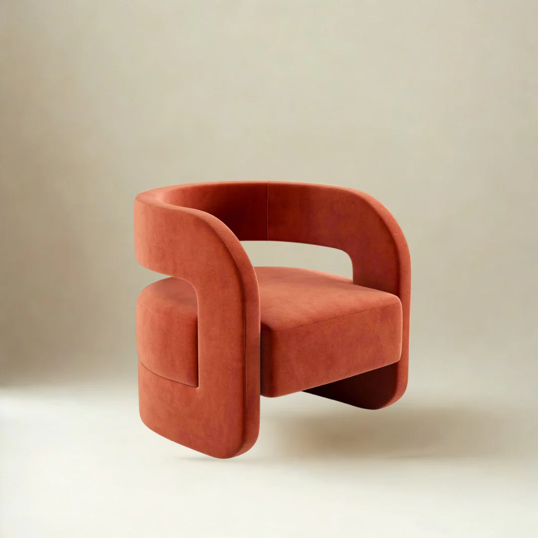 Rust Aura Art Wing Chair
