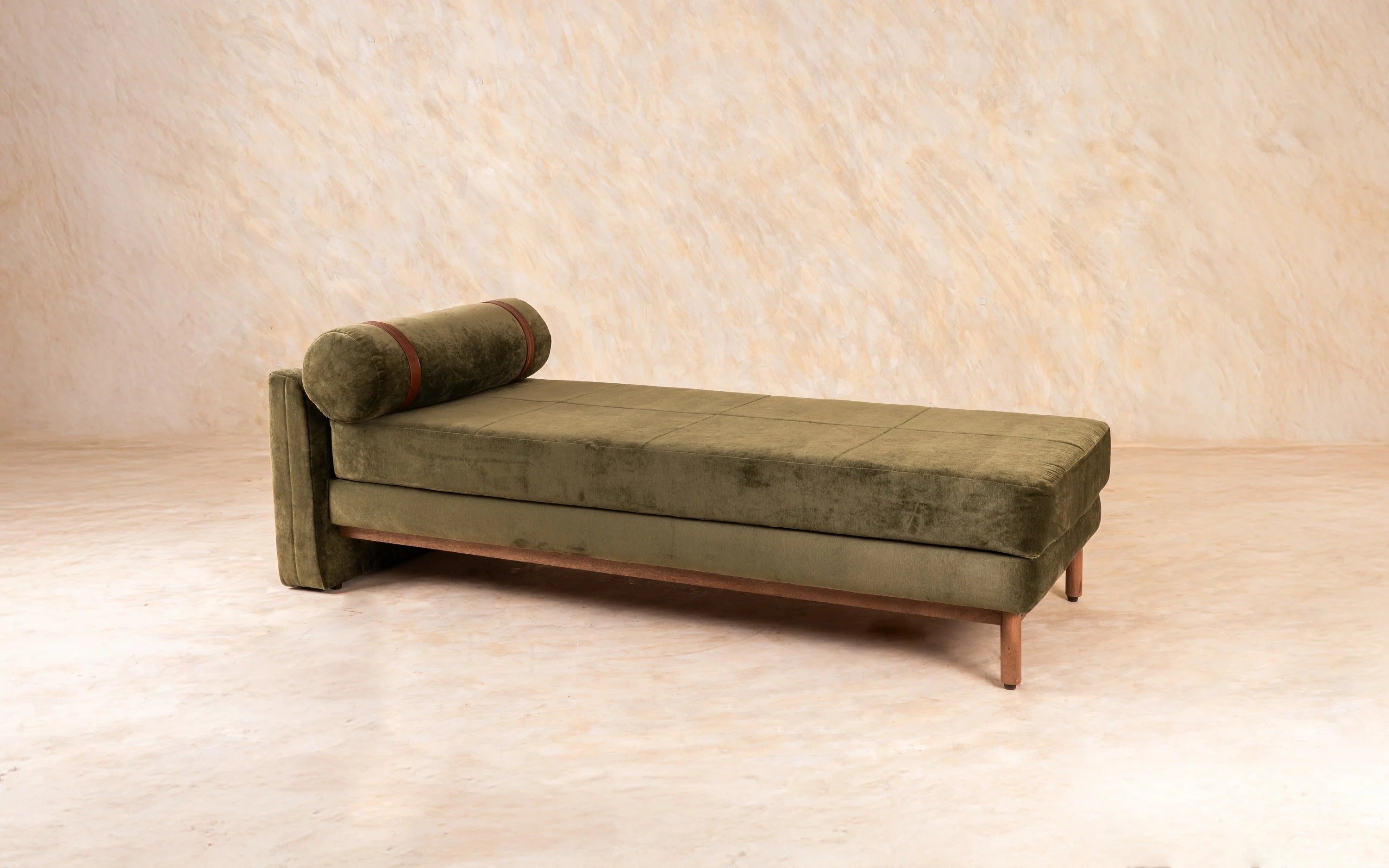 Modern Olive Daybed with Bolster and Arm