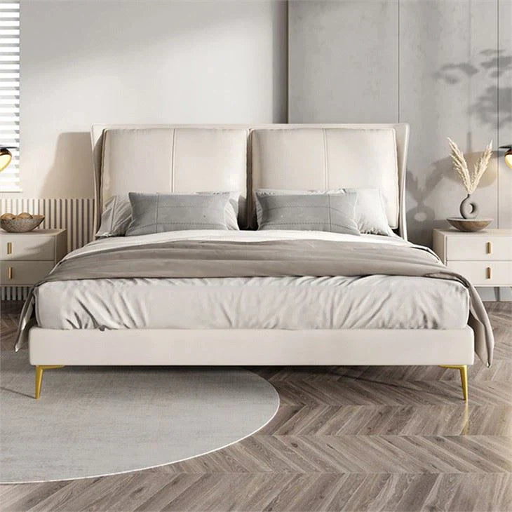 Beige upholstered bed 7