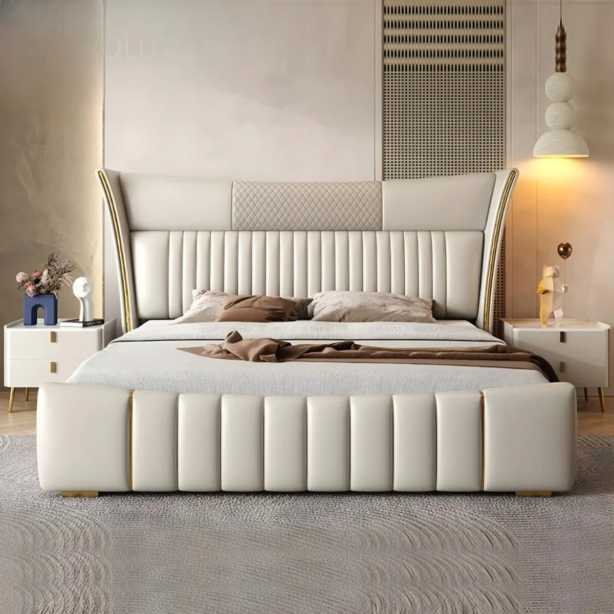 Zephyrus Luxe Wingback Upholstered Bed