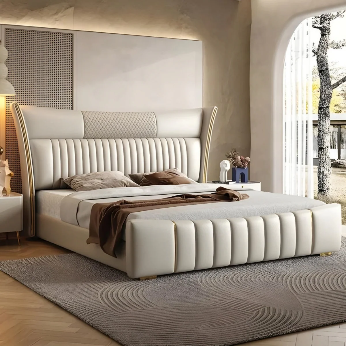 Zephyrus Luxe Wingback Upholstered Bed