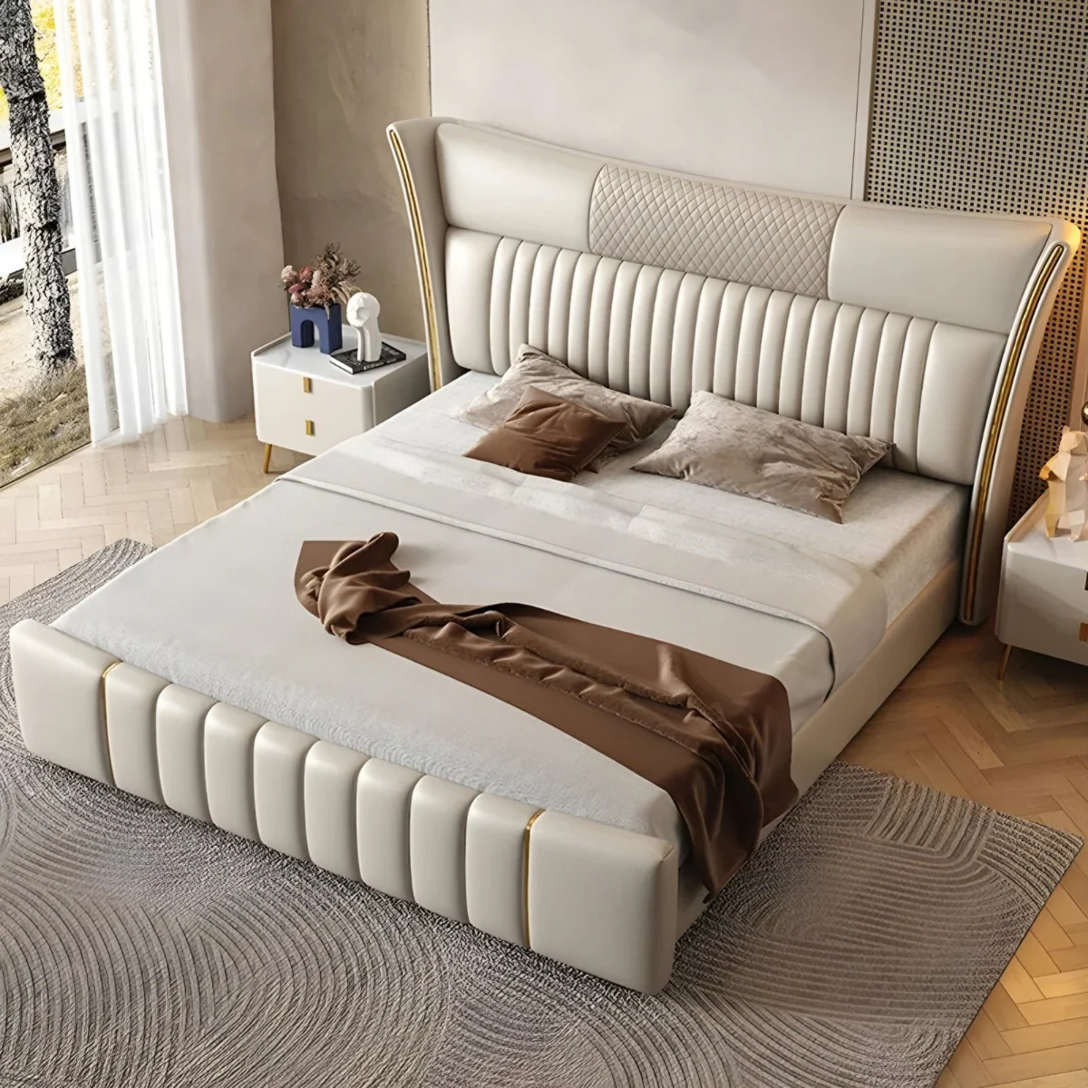 Zephyrus Luxe Wingback Upholstered Bed
