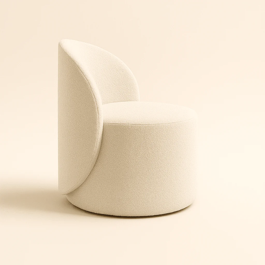 Minimalist Curved-Back Accent Chair in Soft White