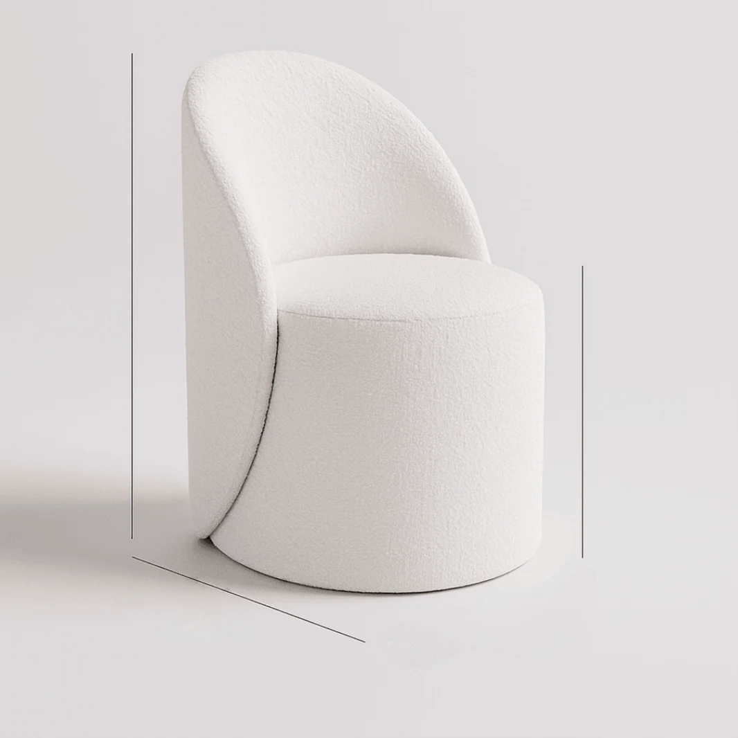Minimalist Curved-Back Accent Chair in Soft White